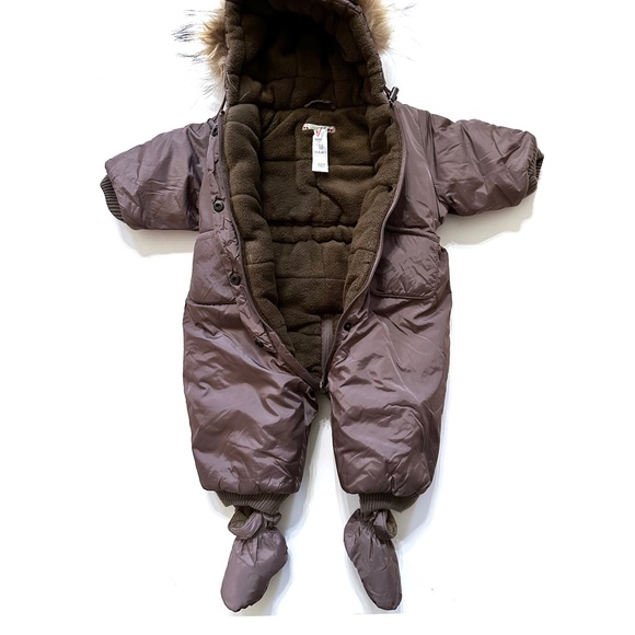 Bonpoint Baby | Snowsuit w/Booties | Fur Trim Hood | 6-9 (12) Months - Picture 4 of 9